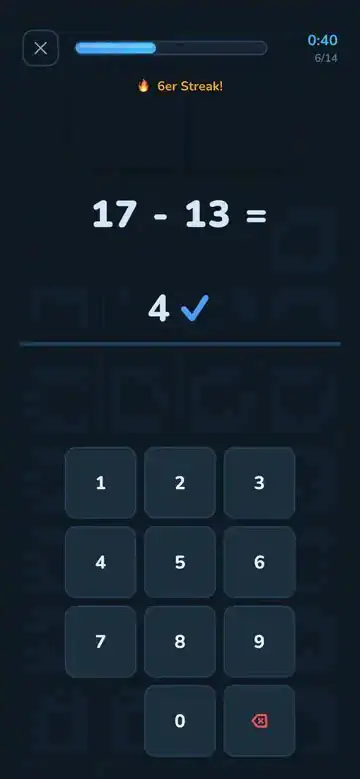 Mathlete auf dem Handy in Aktion